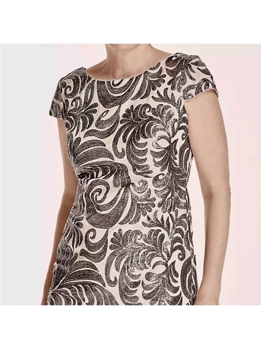 Adrianna Papell Sequined Patterned Cap Sleeve Dress - Picture 4 of 9